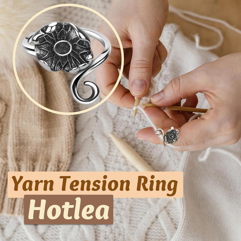 Hotlea Store 4 Pieces Crochet Ring for Finger Adjustable Yarn Tension Rings for Crocheting Yarn Guide Knitting Rings Crochet Tools - Image 3